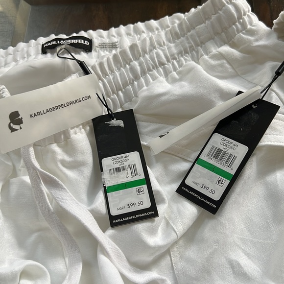 KARL LAGERFELD PARIS Linen Straight Leg Drawstring Joggers - Picture 12 of 12